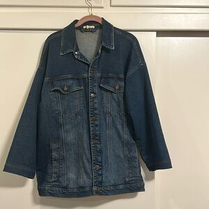 Eileen Fisher Oversized Stretch Organic Cotton Denim Jacket Aged Indigo Size S